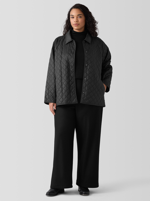 Eggshell Recycled Nylon Classic Collar Coat - Eileen Fisher Outlet