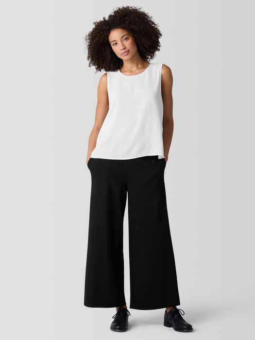 Silk Georgette Crepe Round Neck Tank - Eileen Fisher Outlet