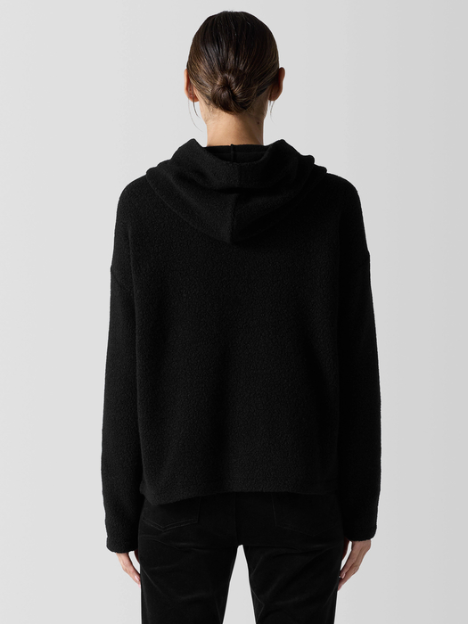 Cozy Recycled Wool Boucle Hooded Jacket - Eileen Fisher Outlet