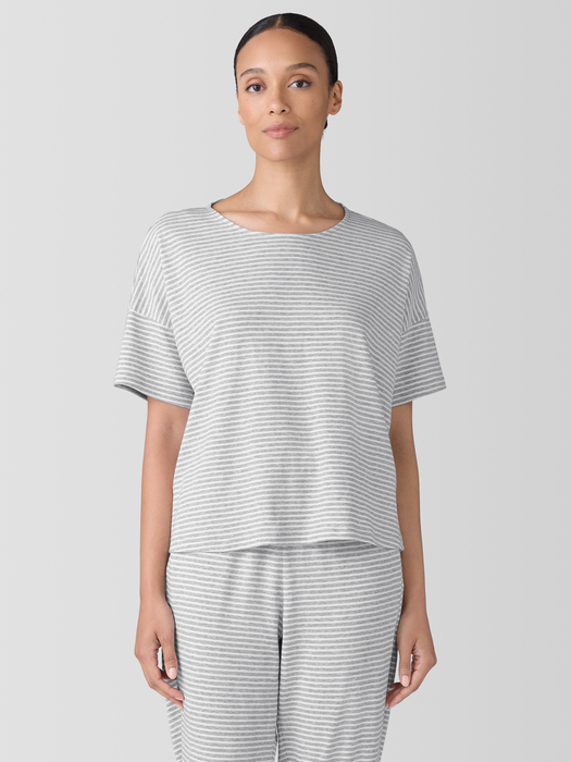 Striped Organic Cotton Interlock Sleep Tee - Eileen Fisher Outlet