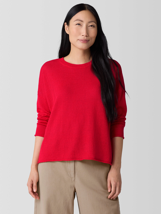 Organic Linen Cotton Cord Crew Neck Top - Eileen Fisher Outlet