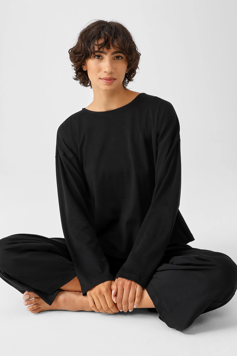 Cozy Organic Cotton Interlock U-Neck Top - Eileen Fisher Outlet