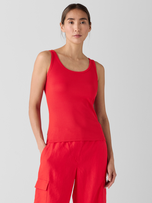 Organic Cotton Stretch Rib Scoop Neck Tank - Eileen Fisher Outlet