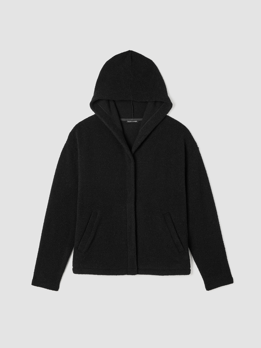 Cozy Recycled Wool Boucle Hooded Jacket - Eileen Fisher Outlet