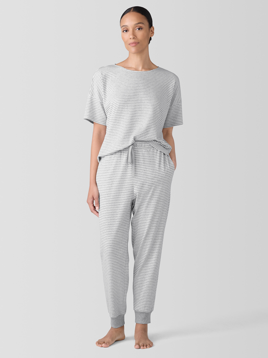 Striped Organic Cotton Interlock Sleep Tee - Eileen Fisher Outlet