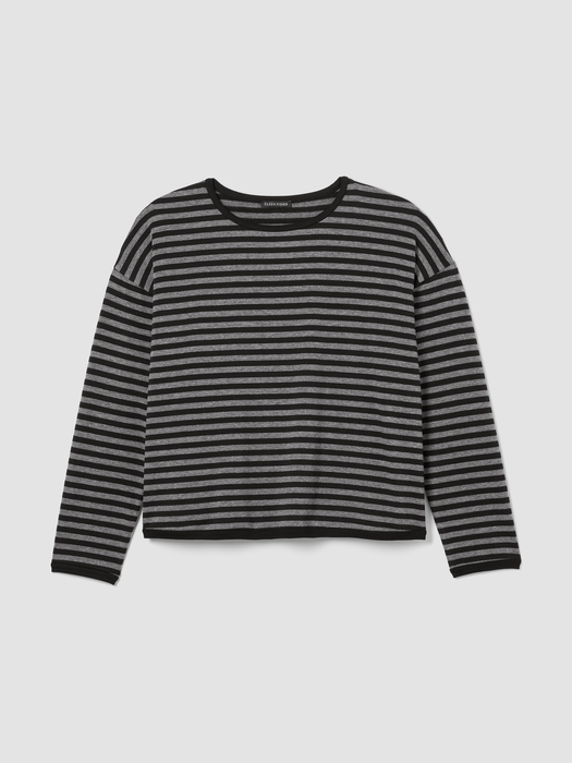 Striped Cozy Brushed Terry Box-Top - Eileen Fisher Outlet