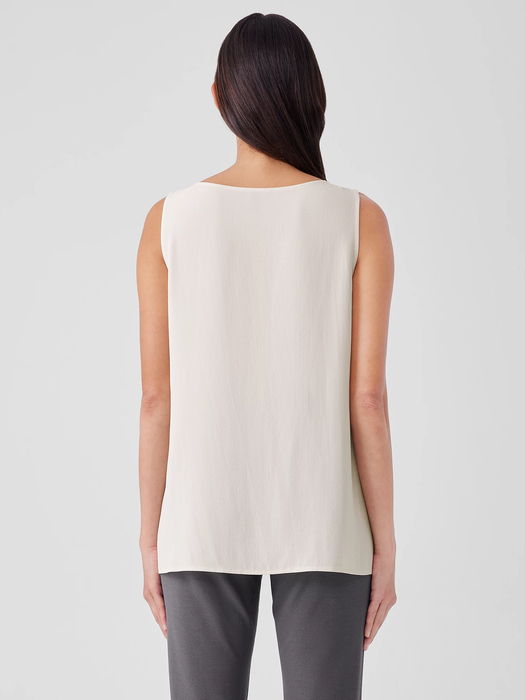 Silk Georgette Crepe Ballet Neck Tank - Eileen Fisher Outlet
