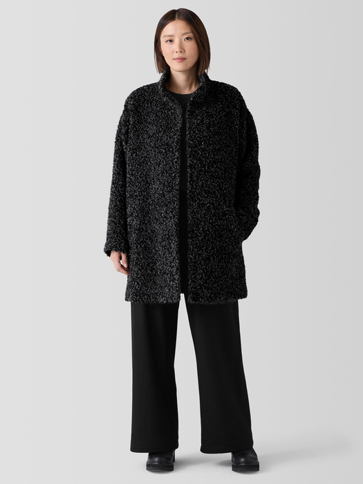 Curly Alpaca Stand Collar Coat - Eileen Fisher Outlet