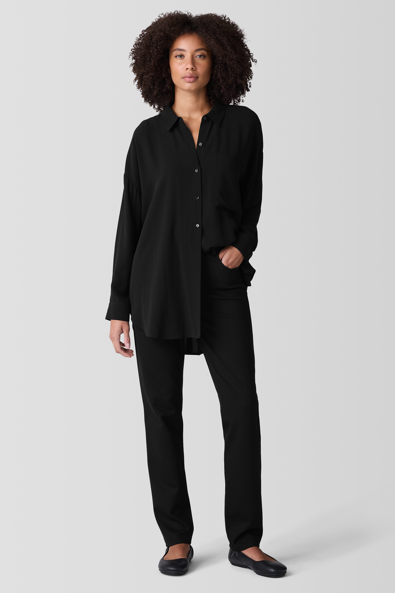 Stretch Silk Jersey Scoop Neck Top - Eileen Fisher Outlet