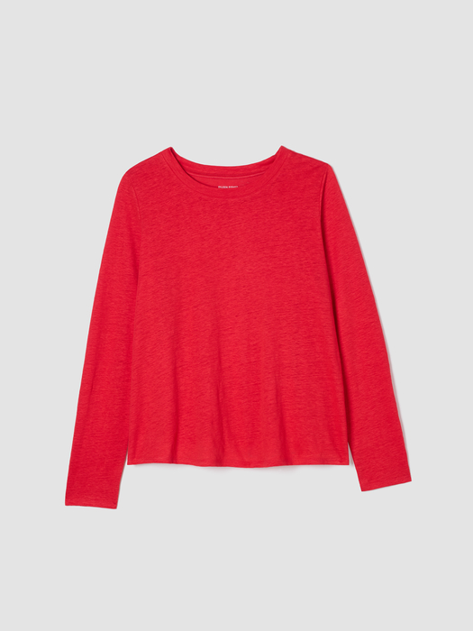 Organic Linen Jersey Long-Sleeve Tee - Eileen Fisher Outlet