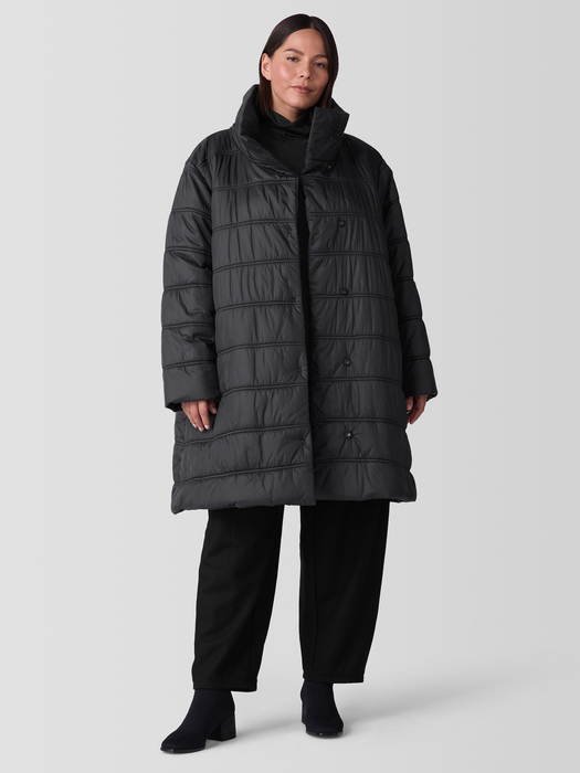 Eggshell Recycled Nylon Stand Collar Coat - Eileen Fisher Outlet