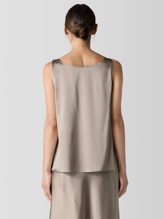 Stretch Silk Charmeuse Scoop Neck Tank - Eileen Fisher Outlet