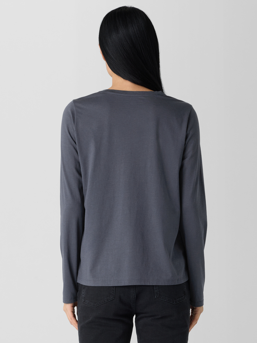 Organic Pima Cotton JerseyLong-Sleeve Tee - Eileen Fisher Outlet