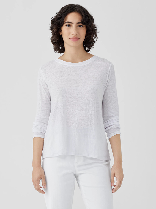 Organic Linen Jersey Crew Neck Top - Eileen Fisher Outlet