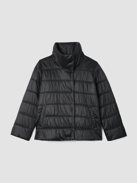 Eggshell Recycled Nylon Stand Collar Short Coat - Eileen Fisher Outlet