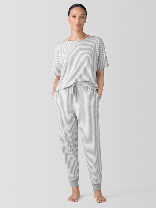 Striped Organic Cotton Interlock Jogger Sleep Pant - Eileen Fisher Outlet
