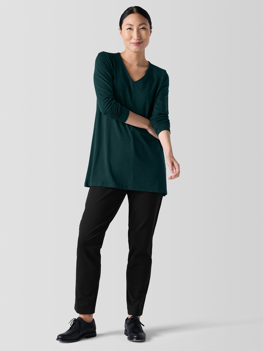 Fine Jersey V-Neck Long Top - Eileen Fisher Outlet