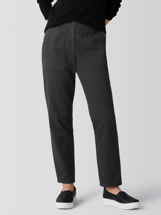Garment-Dyed Utility Cotton Tapered Pant - Eileen Fisher Outlet