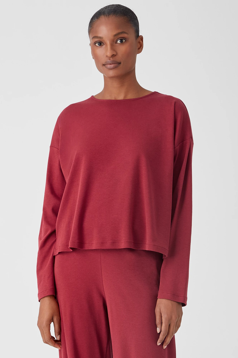Cozy Organic Cotton Interlock U-Neck Top - Eileen Fisher Outlet