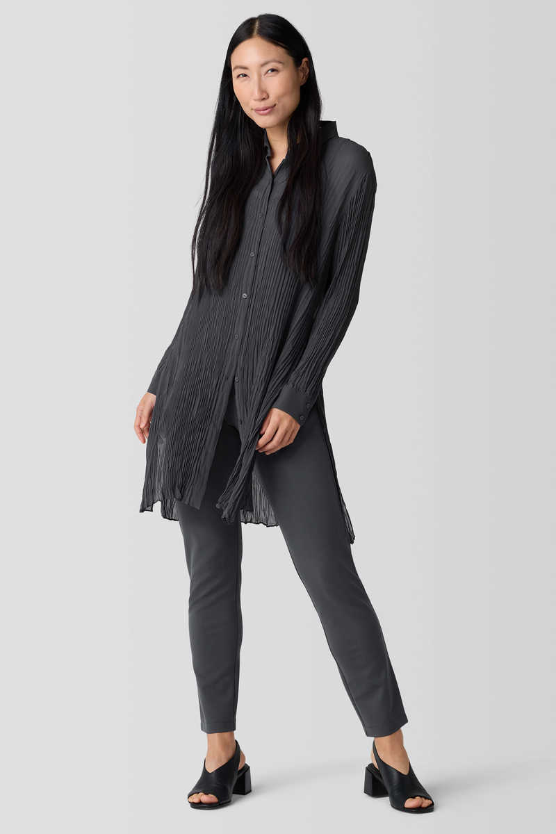 Crinkled Sheer Silk GeorgetteLong Shirt - Eileen Fisher Outlet