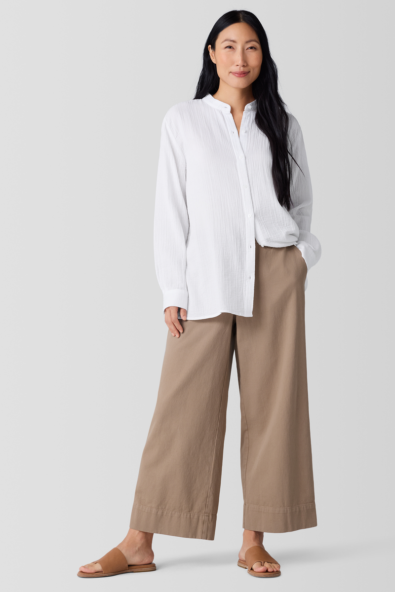 Striped Organic Linen Jersey Crew Neck Tee - Eileen Fisher Outlet