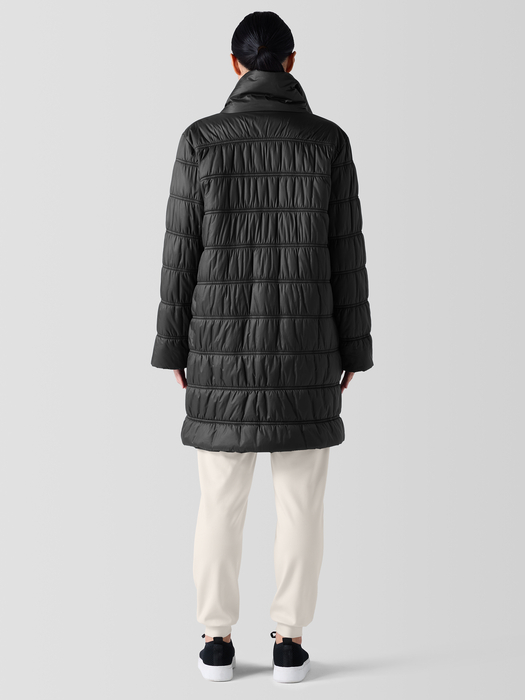 Eggshell Recycled Nylon Stand Collar Coat - Eileen Fisher Outlet