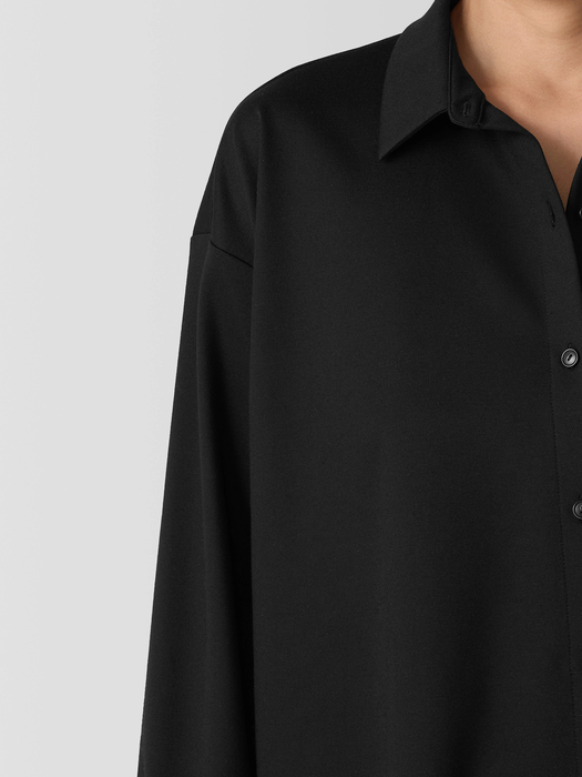 Lightweight Ponte Classic Collar Long Shirt - Eileen Fisher Outlet