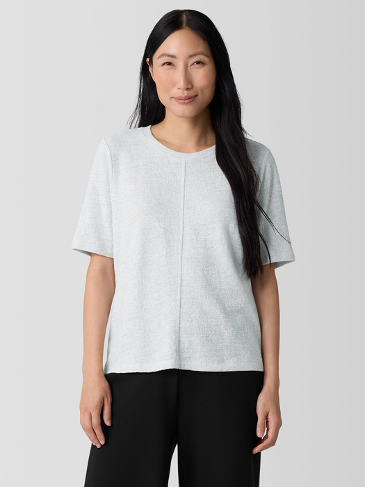 Organic Cotton Jacquard Crew Neck Top - Eileen Fisher Outlet