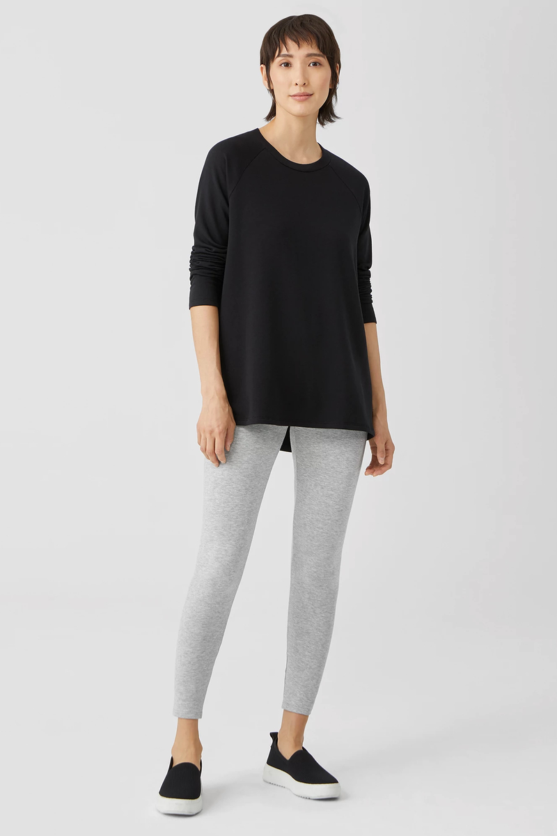 Cozy Brushed Terry Hug Funnel Neck Long Top - Eileen Fisher Outlet