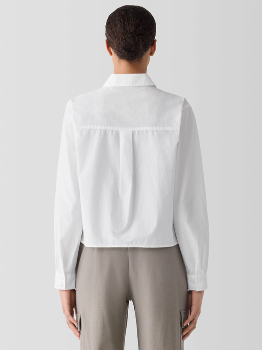 Washed Organic Cotton Poplin Classic Collar Short Shirt - Eileen Fisher Outlet