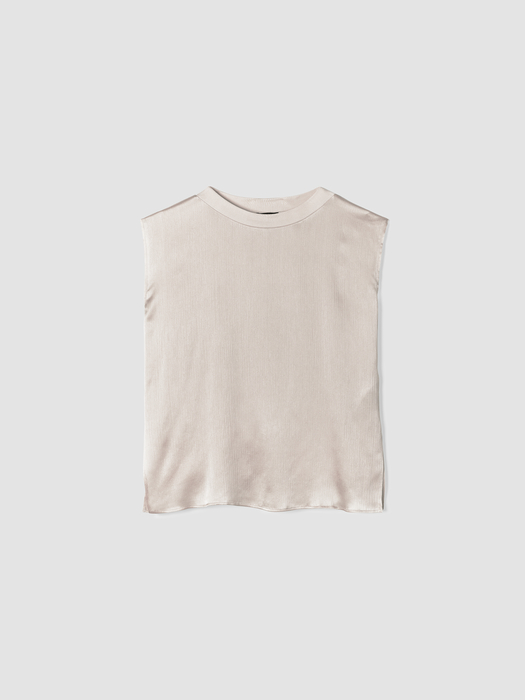 Striated Silk Satin Bateau Neck Top - Eileen Fisher Outlet