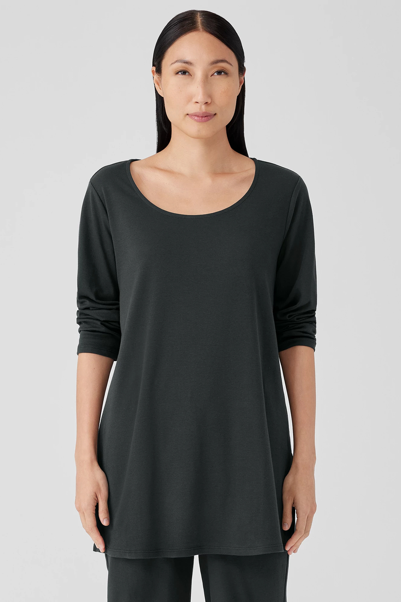 Organic Cotton Interlock U-Neck Sleep Top - Eileen Fisher Outlet