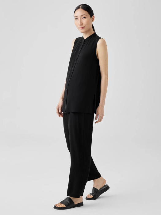 Silk Georgette Crepe Sleeveless Shirt - Eileen Fisher Outlet