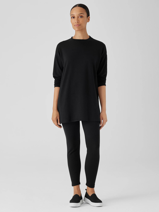 Cozy Brushed Terry Hug Crew Neck Long Top - Eileen Fisher Outlet