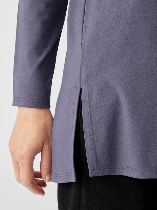 Stretch Jersey Knit Crew Neck Long Top - Eileen Fisher Outlet
