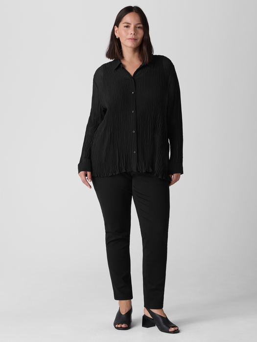 Crinkled Sheer Silk Georgette Classic Collar Shirt - Eileen Fisher Outlet