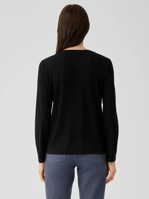 Stretch Silk Jersey Crew Neck Top - Eileen Fisher Outlet