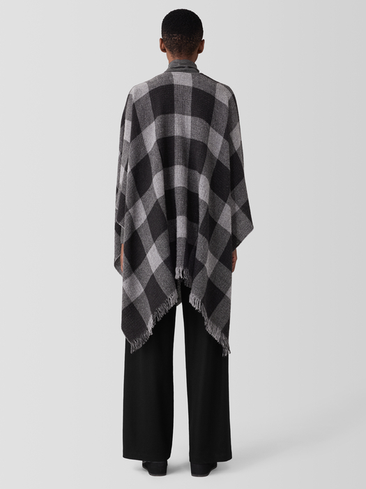 Reversible Wool Check Poncho - Eileen Fisher Outlet
