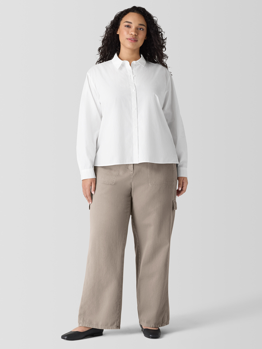 Washed Organic Cotton Poplin Classic Collar Short Shirt - Eileen Fisher Outlet