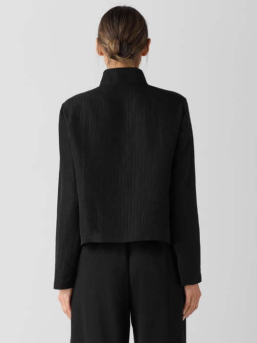 Silk Linen BoxStand Collar Jacket - Eileen Fisher Outlet