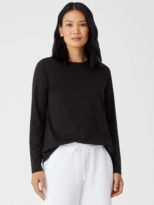 Organic Pima Cotton Jersey Long-Sleeve Tee - Eileen Fisher Outlet