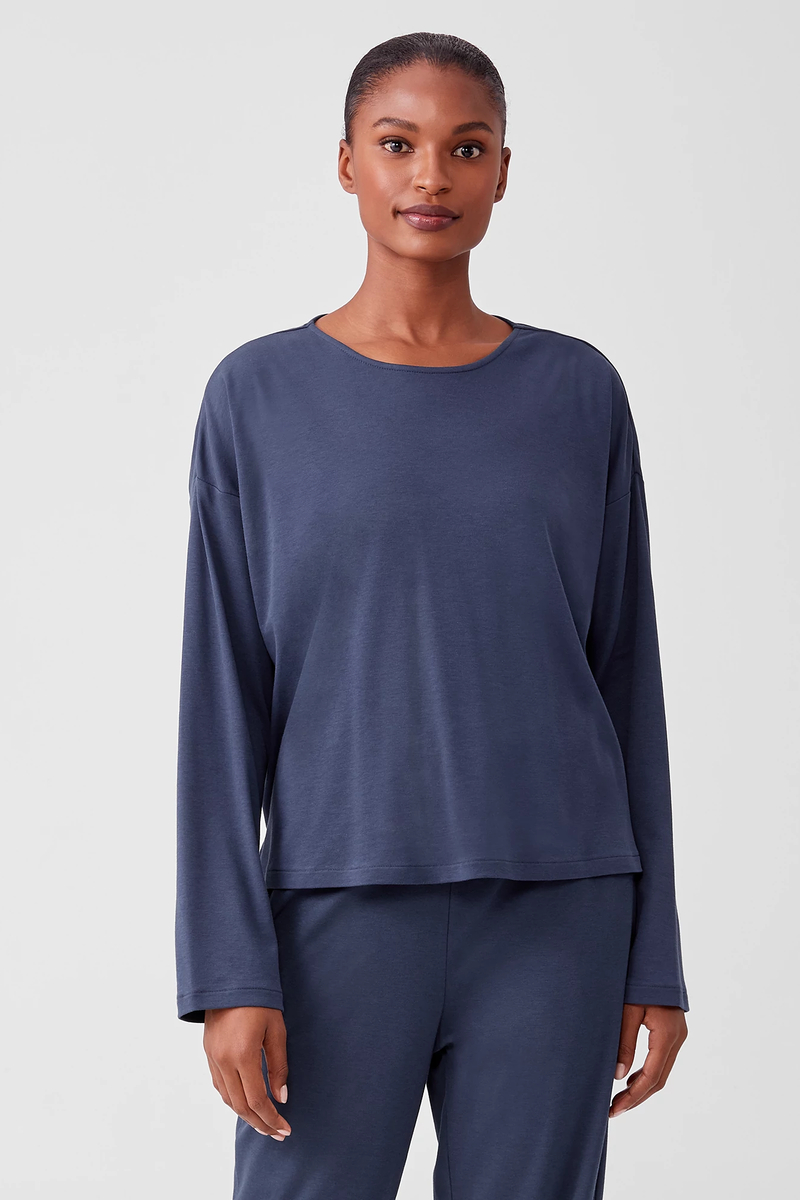Cozy Organic Cotton Interlock U-Neck Top - Eileen Fisher Outlet