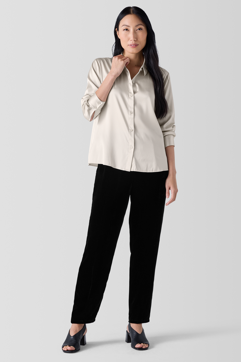 Ribbed Pima Cotton Blend Scoop Neck Top - Eileen Fisher Outlet