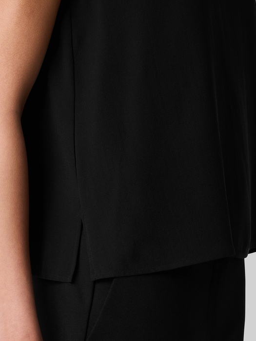 Silk Georgette Crepe Round Neck Tank - Eileen Fisher Outlet