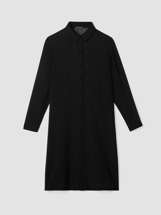 Sheer Silk Georgette Classic Collar Long Shirt - Eileen Fisher Outlet