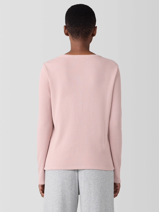 Cozy Organic Cotton Waffle Henley Sleep Top - Eileen Fisher Outlet