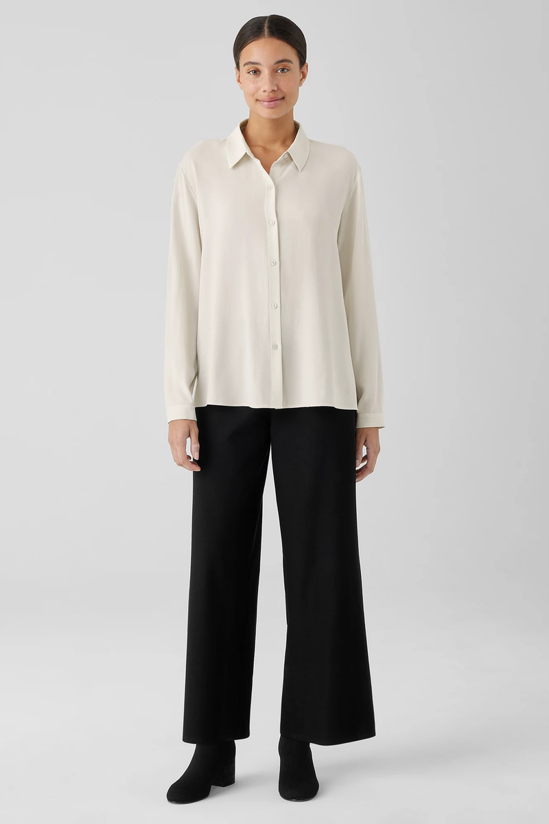 Stretch Silk Jersey Scoop Neck Top - Eileen Fisher Outlet