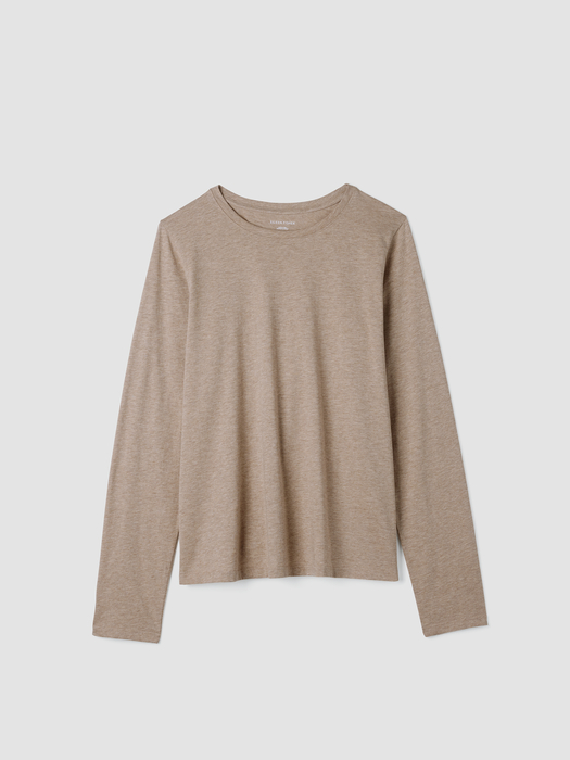 Mélange Fine Organic Cotton JerseyLong-Sleeve Tee - Eileen Fisher Outlet