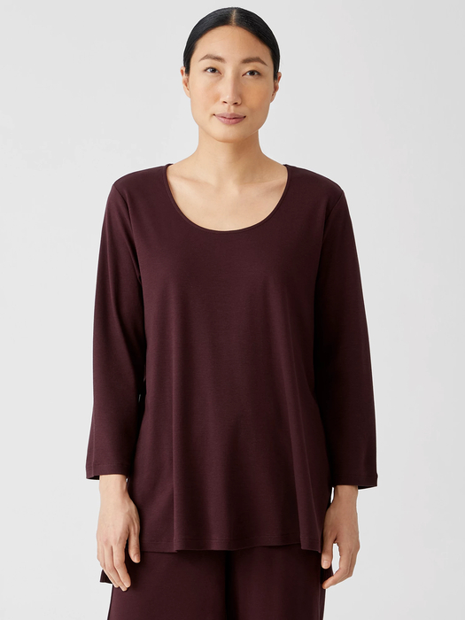 Cozy Organic Cotton Interlock U-Neck Top - Eileen Fisher Outlet