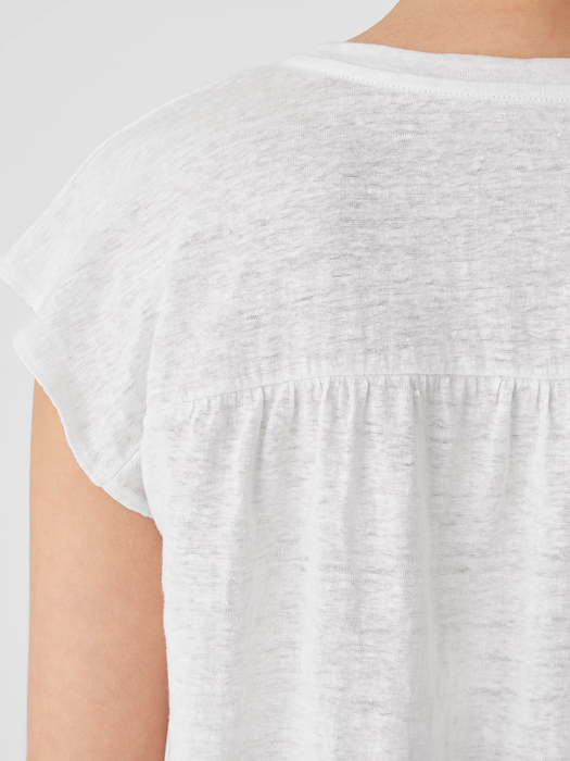 Organic Linen Jersey Shirred-Back Top - Eileen Fisher Outlet